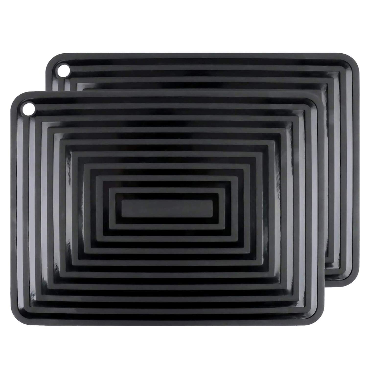 2 Pack Large Silicone Trivet Mats/Hot Pads,Pot Holder,9"x12" Non Slip Flexible Durable Heat Resistant Pot Coaster Kitchen Table Countertop Mats (Black)