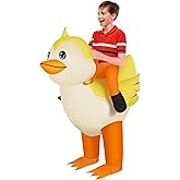 M MH ZONE Inflatable Duck Costume for Kids - Blow Up Ride on Yellow Halloween Party Suit for Boys Girls