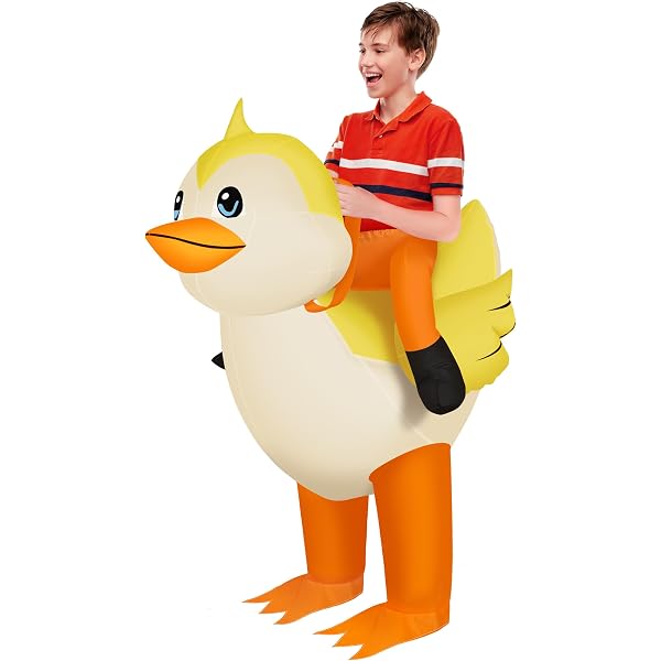 One Casa Inflatable Duck Costume For Kids - Ride-On Blow Up Party Halloween Costume