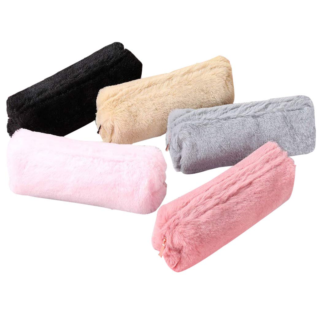 Sipliv Creative Plush Pencil Case Stationery Pouch Cosmetic Case Ideal Desk Accessory 5 Pcs A Set (5 Colors)