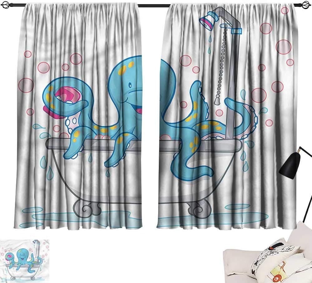 Denruny Burgundy Curtains Octopus,Bubble Bath Tup Tentacles 72"x96",Room Darkening Thermal Insulated
