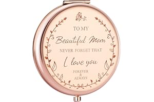 Zzbakress Mom Birthday Gifts for Mom, I Love You Mom Compact Mirror,Gifts for Mom Birthday,Gifts for Mom from Daughter,Meaningful Gift Ideas Presents for Mom (Rose Gold)