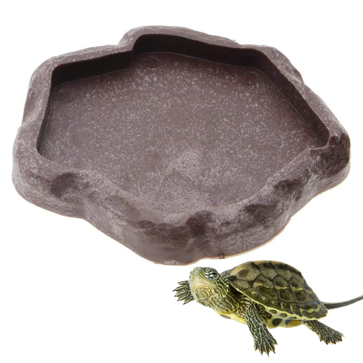 Jiuxuerim Reptile Feeding Bowl, Resin Reptile Water Tray Reptile Water Dish Food Bowl Reptile Food and Water Dish for Snake Frogs Gecko Tortoise Lizard Chameleon lguana (S)