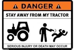 GENERIC BIKERSTUFFUS Danger Stay Away from My Tractor Sticker 3.5 x 2.5 inches Vinyl Vehicle Sticker Bold Multiple Color Warning