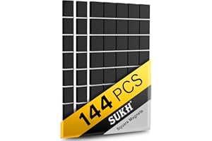 SUKH 144Pcs Square Magnets Magnetic Tape Strip - Magnet Sheets with Adhesive Backin One Side Self Adhesive on The Other Side for Fridge Organisation,Art Project,Classroom