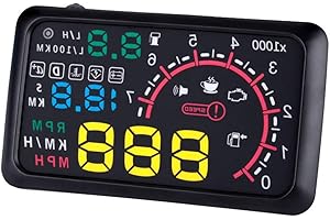 TOTMOX HUD Head up Display Speedometer for Car with OBDII EUOBD,5.5 inch Universal Digital Speedometer,Over Speed Alarm, KMH/MPH, Windshield Projector with Film