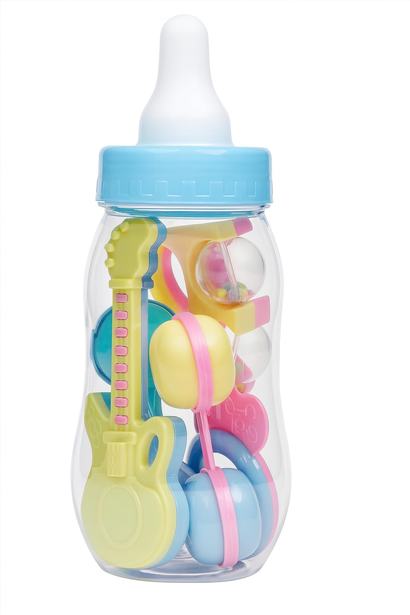 Photo 1 of 11” Jumbo Blue Baby Bottle Decoration – Large Fillable Baby Shower Centerpiece, Gender Reveal Party Table Decor, Event Display Prop