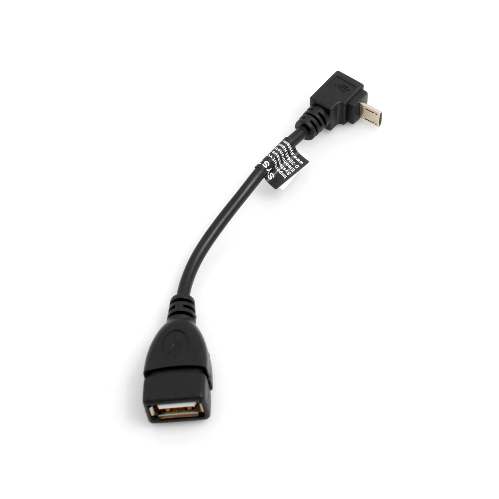 System-S Micro USB Male 90 Degree Down Angled Cable to USB Type A (Female) Adapter Cable 13 cm