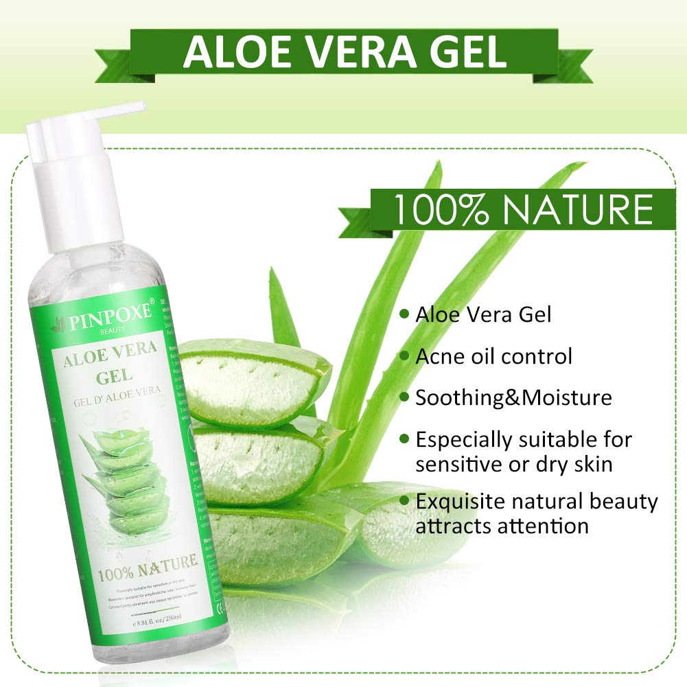Aloe Vera Gel, Aloe Vera for Body & Hair, 99% ORGANIC Pure Aloe Vera Soothing Gel 100% Natural for Face, Body, Hair, Facial Moisturizer, After Sun Body Moisturisers - Care for Sunburn, 250ml : Beauty