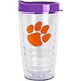 Logo Brands Clemson 16oz Flipside Dbl Wall Clear Tumbler