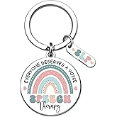 UIWIHHP Speech Therapist Gift for Women Men Slp Keychain Speech Language Pathologist Gifts for Therapists Cute Stuff Speech Therapy Slp Appreciation Gift Ideas Everyone Deserve A Voice Keychain