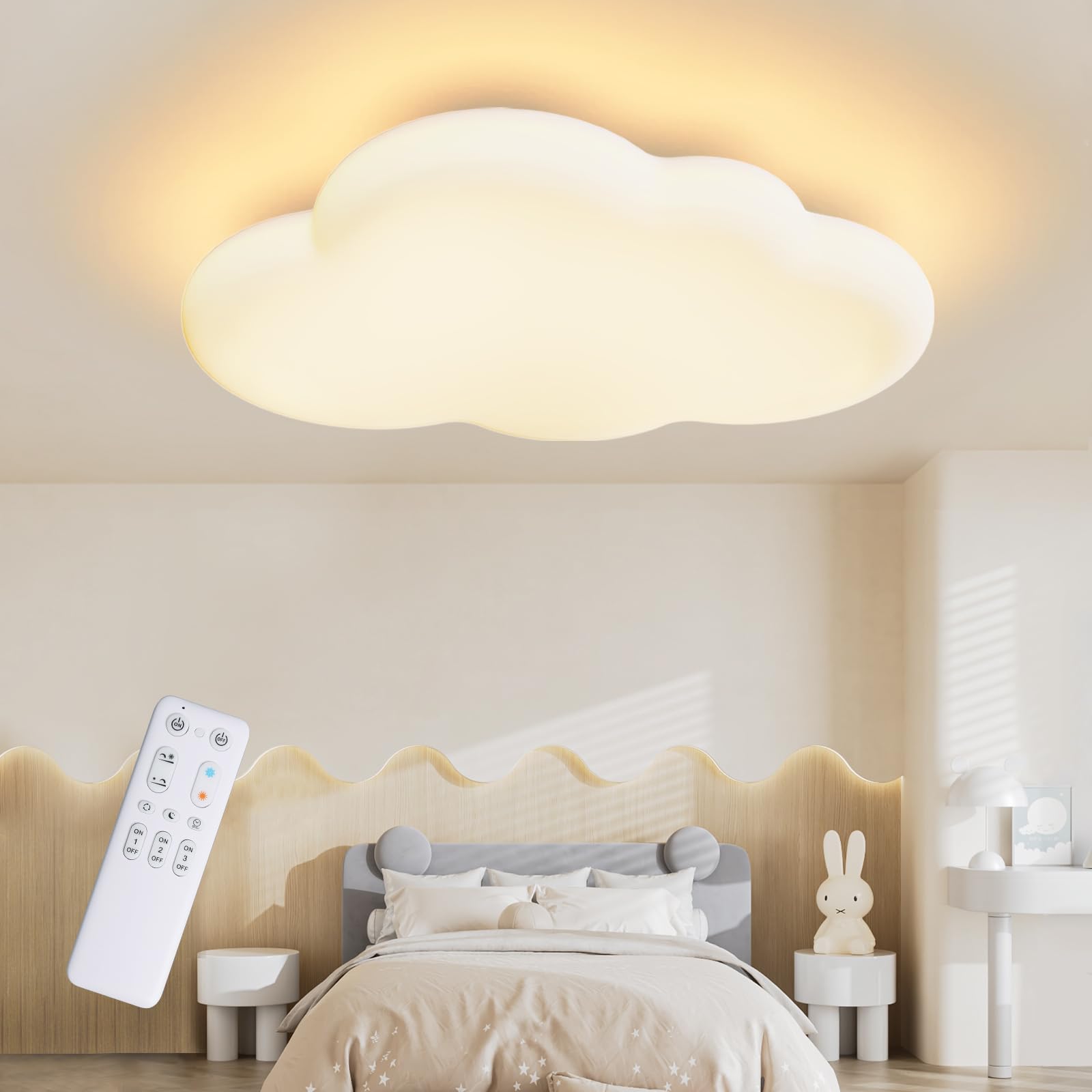 FANLG LED Ceiling Light for Bedroom Kids Room 40 cm Dimmable LED Cloud Lamp with Remote Control 3000K 6000K for Children's Room, Bedroom, Living Room