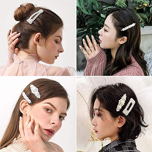 Onlyesh Pearl Hair Clip for Women Hair Pins for Girls Hair Decorative Silver Pearl Alligator Clips Gold Fashion Styles (8pcs)