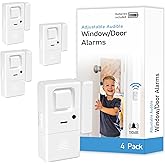 Door Window Alarm - 4 Pack - Adjustable Volume with Burglar Alert Alarm/Door Open Chime, Wireless Door Alarm Sensor/Window Al