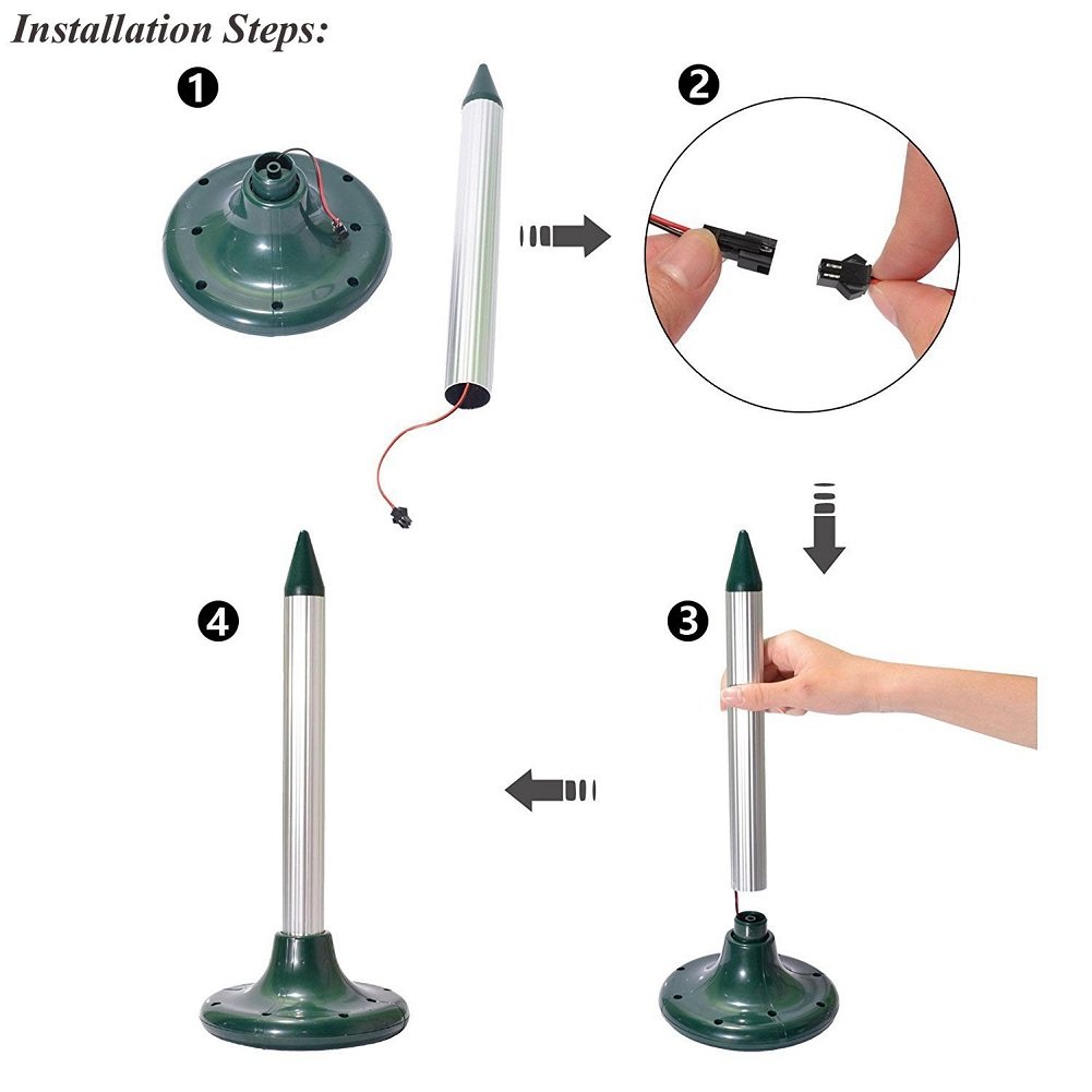 Outdoor Pest Repeller,Ultrasonic Mole Repellent 2 PCS Solar Waterproof Ultrasonic Pest Repeller for Repel Mole Voles Gopher Mice and Rats Rodent Yard Lawn Garden Repellent Pest Ultrasonic Repellents