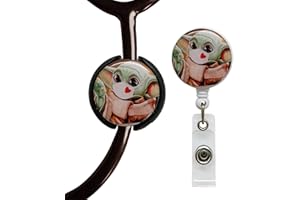 ROFLYER Stethoscope Tag,Steth ID Tag,Nurse Doctor Stethoscope ID Tag and Retractable Badge Reels Set, Stethoscope Charms Accessories and Badge Holder,Set of 2
