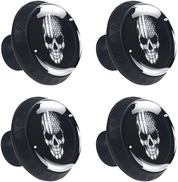 Schwarz Weiß Amerikanische Flagge Schädel Schrank Hardware Glas Pferd