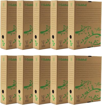 Exacompta Guildhall A4 Archiving Box – 10 Pack, Cardboard, FSC Eco