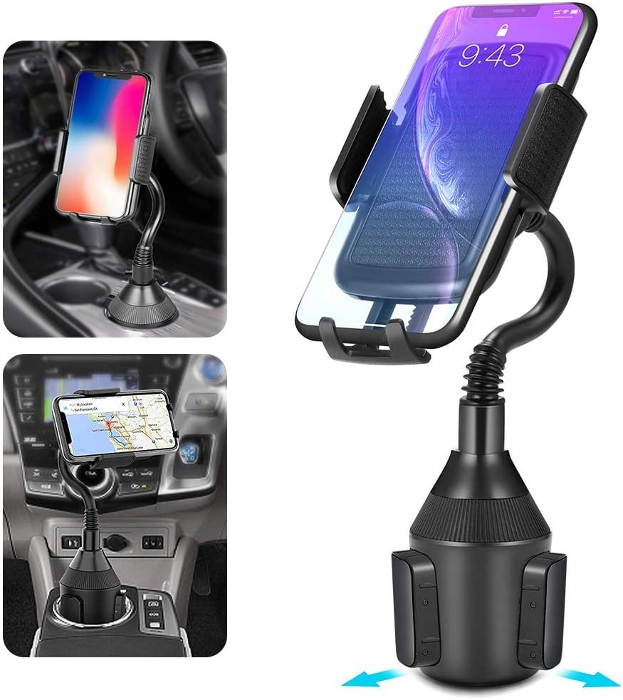 Car Cup Holder Phone Mount Universal Adjustable Gooseneck Cell Phone Cup Holder for car Cell Phone Cradle with 360° Rotatable Cup Phone Holder for car iPhone 11 PRO MAX XS/X/8/7 Plus/Samsung Galaxy