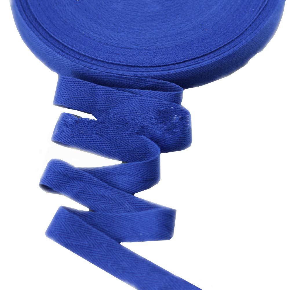 45meters Cotton Ribbon Herringbone Webbing Trim Fabric Tape Tapestry for Bias Binding Gift Wrapping Embellishment Craft Width 20mm (Royal Blue)