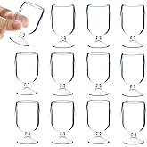 SAIAOKJ Plastic Glass Of 12 1.75oz Clear Plastic Wine Cups Unbreakable Wine Glasses Perfect For Parties & Weddings & Poolside & Outdoors & Camping