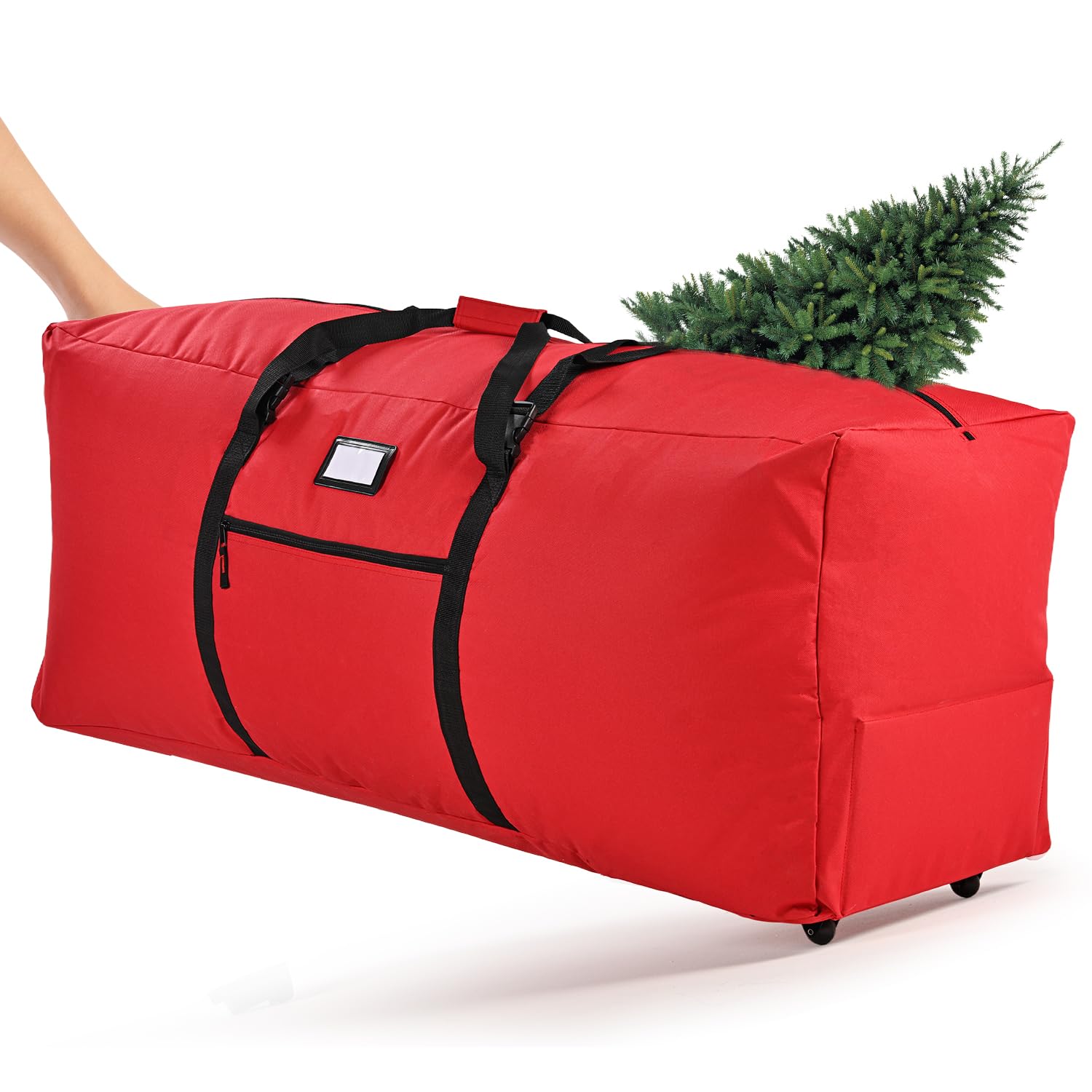 Photo 1 of 9 ft Christmas Tree Storage Bag - Heavy-Duty Waterproof, Dust-Proof, and UV-Proof, with Dual Zipper, Adjustable Straps, and Universal Wheels