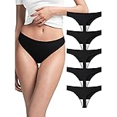 REORIA High Waisted Thongs for Women Breathable Seamless Thong Panties Sexy No Show Underwear 5 Pack