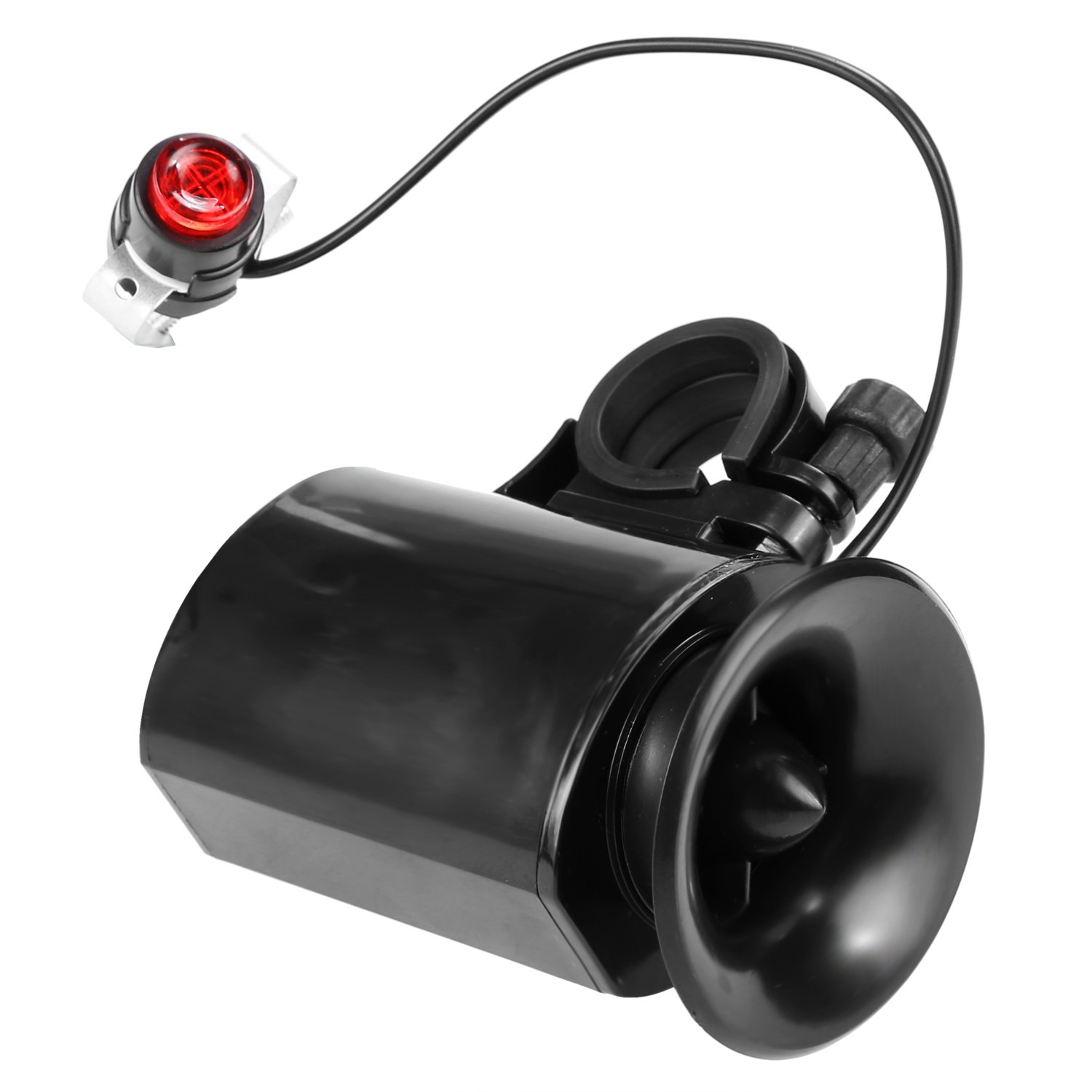 Electric Horn for Bike, Outdoor Riding 6 Sound Electric Bike Bicycle Horn Loud Bell Ring Siren Alarm Speaker System with Non-Slip Clips for Bike Rider, Kids and Adults Black
