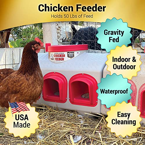 OverEZ Chicken Feeder Holds 50 Pounds of Feed Inside or Outside Hen