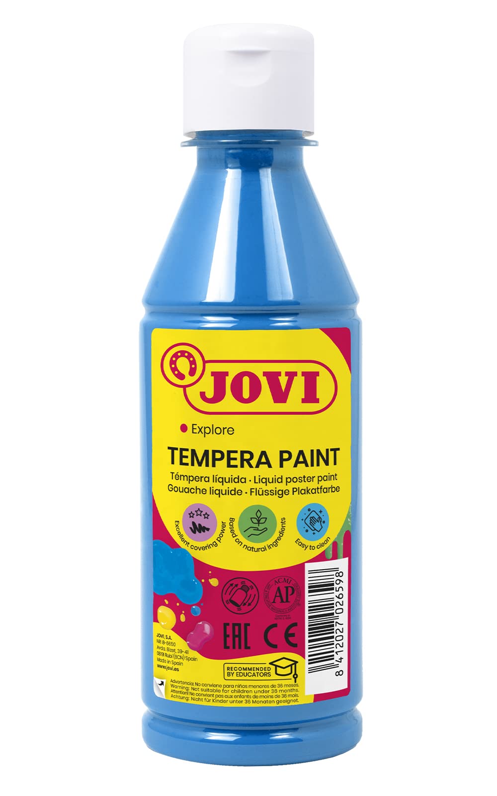 JOVI - Liquid Tempera, Cyan Blue, 250 ml (Pack of 1) (50221)