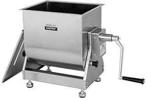 EASYROSE Commercial Tilt-Tub Meat Mixer with Gear Box, 35-lb/20L Stainless Steel Sausage & Burger Mixer, High-Torque Hand Crank Operation for Ground Meat & Seasoning