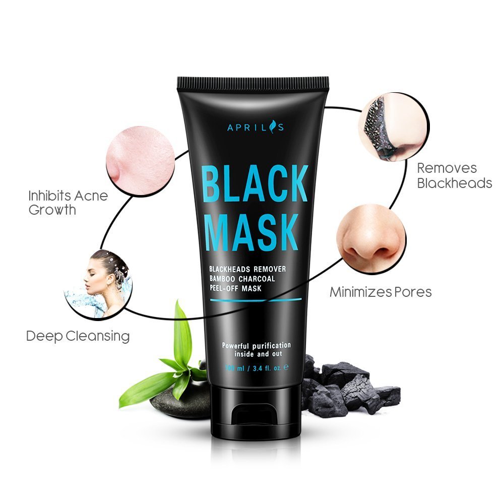 Blackhead Remover Mask, Peel off Mask with Bamboo Charcoal, Black Mask for Nose and Face Deep Pores Cleansing and Oil Control, Painless & Easy to Strip, 100 ml / 3.4 fl.oz