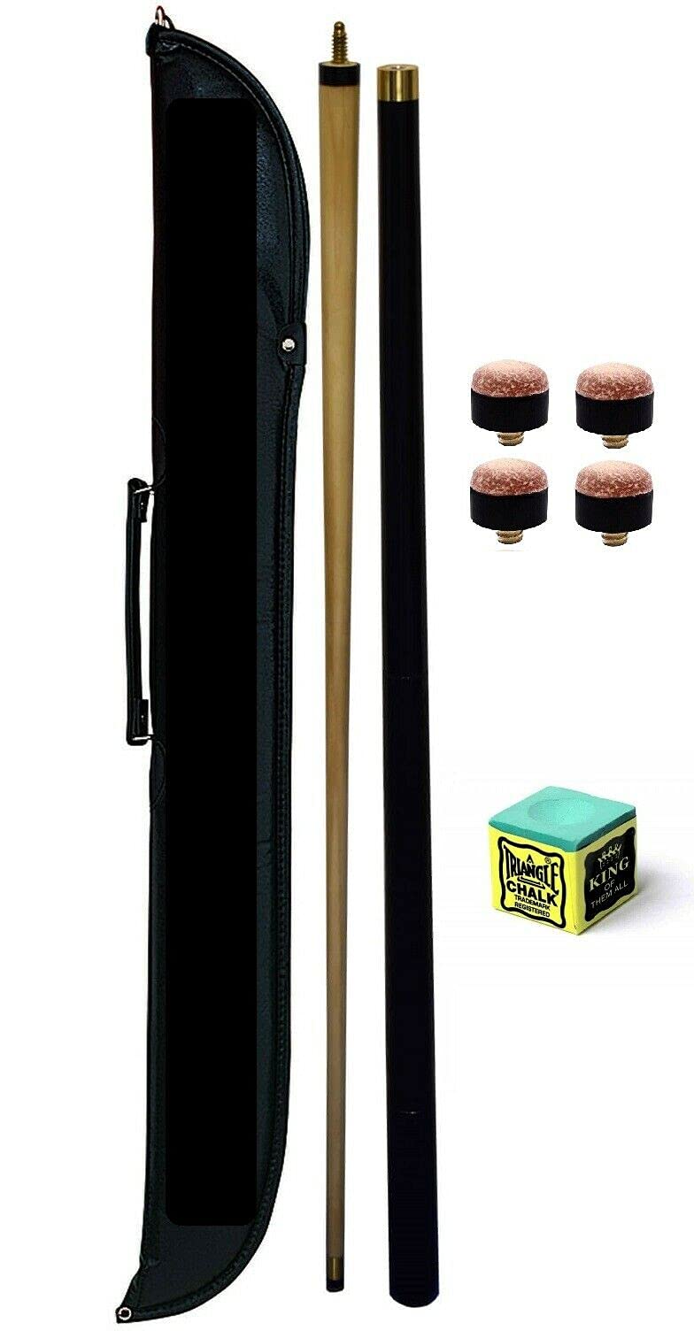 cueball16 57" 2 Piece Center Split Pool Cue With SOFT Case GREEN TRIANGLE Chalk & 4 Tips