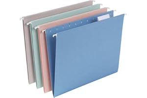Pendaflex Hanging File Folders, 25 Pack, Letter Size (8.5" x 11"), Assorted Colors: Khaki, Peach, Light Blue, Light Green, 5 Tab Positions, Reinforced, Includes Tabs and Inserts, Durable Hanging Files