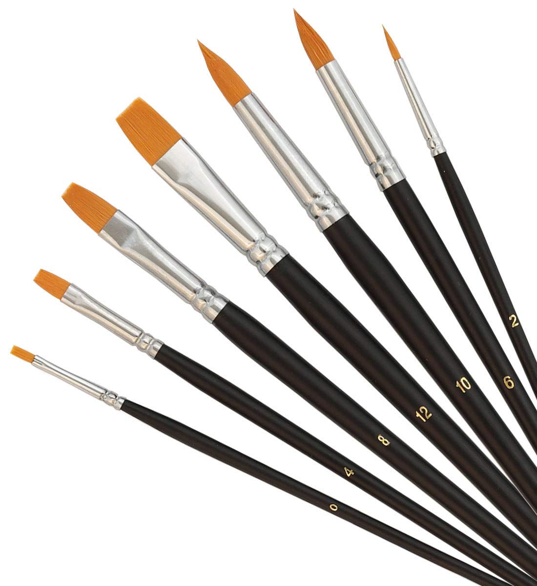 7 Artist's Brush Set Pointed Flat Brush Repino Brush Set for Acrylic Paints Watercolour Colours
