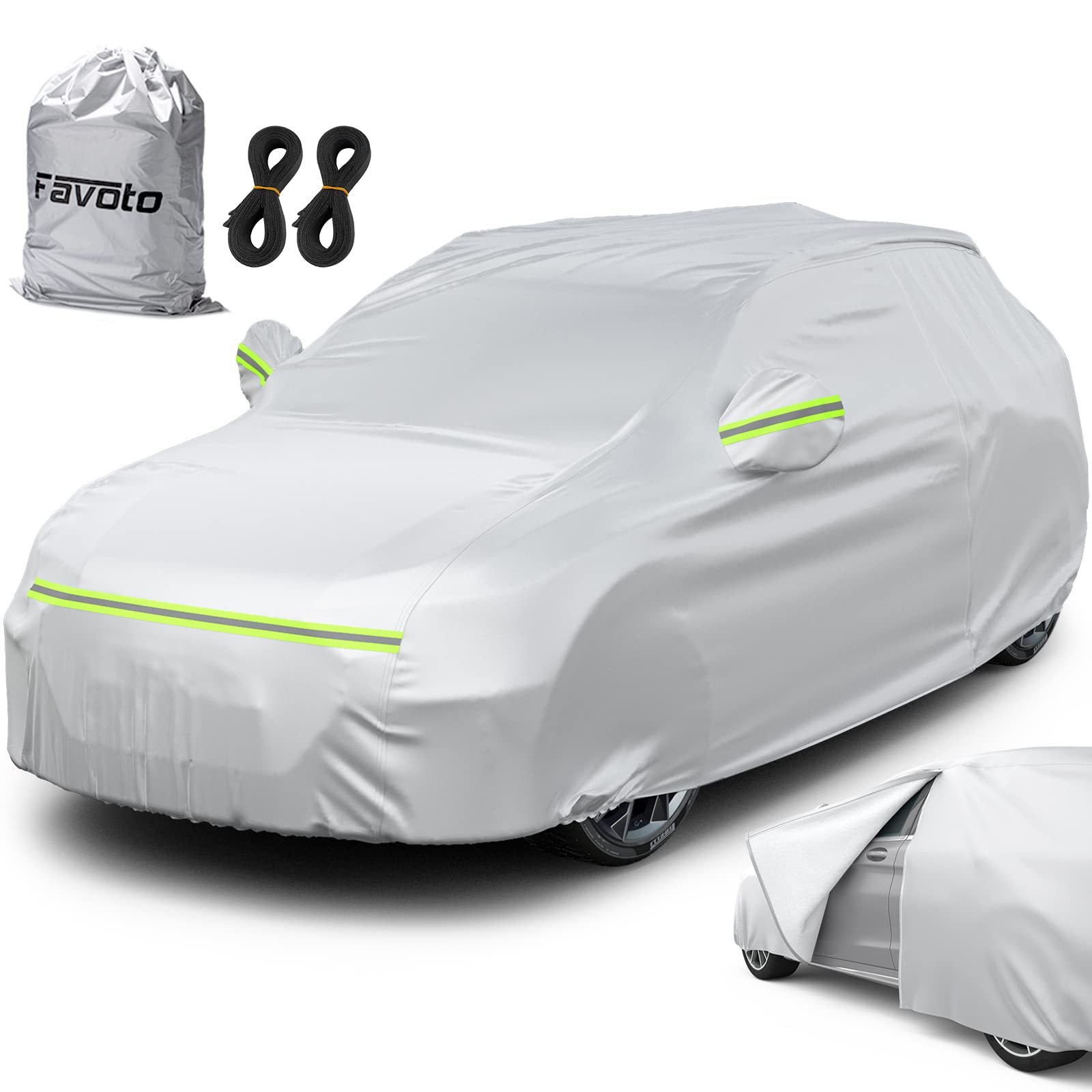 Favoto Car Cover Full Garage Tarpaulin - Dustproof Waterproof for 480-505 cm SUV - Winter & Summer - 3.5 kg
