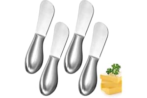 Stainless Steel Butter Knife Set 4-Piece Ergonomic Spreader For Cheese Jelly Jam - Robust Easy To Clean Perfect For Kitchen &