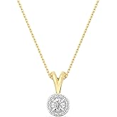 GILDED Itsy Bitsy 14KT Gold Plated Sterling Silver Pendant Necklace, 0.10 Cttw, SI1 F-Color Lab Grown Diamond, 18” Chain with Spring-Ring Lock
