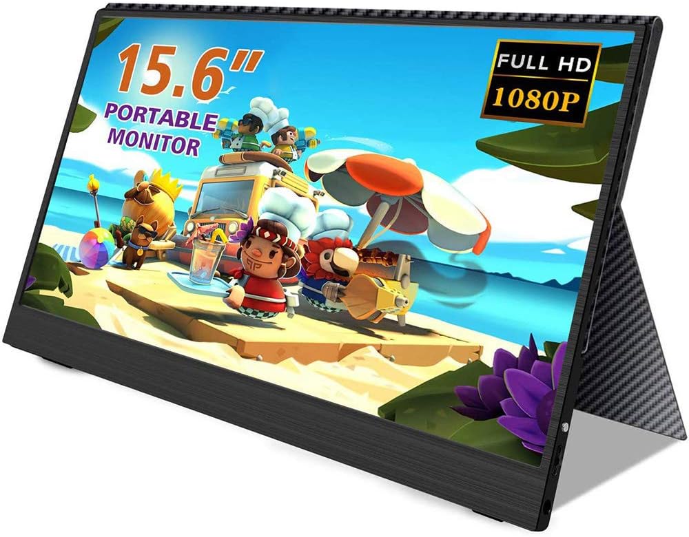 Portable Monitor, Uperfect 15.6" Game Display LCD 1920×1080 Resolution IPS 16:9 FHD Screen 178° Dual Speakers Fit for HDMI Raspberry Pi Nintendo Xbox Ones PS4 WiiU Security CCTV Camera Laptop PC