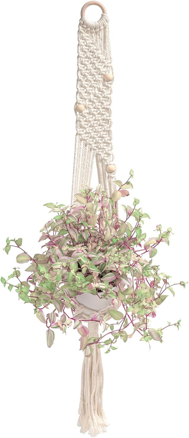 Macrame Plant Hangers Indoor with Hooks for Succulent Hanging Plant Holder Rope Plant Hanger for Boho Wall Home Decor, Style B