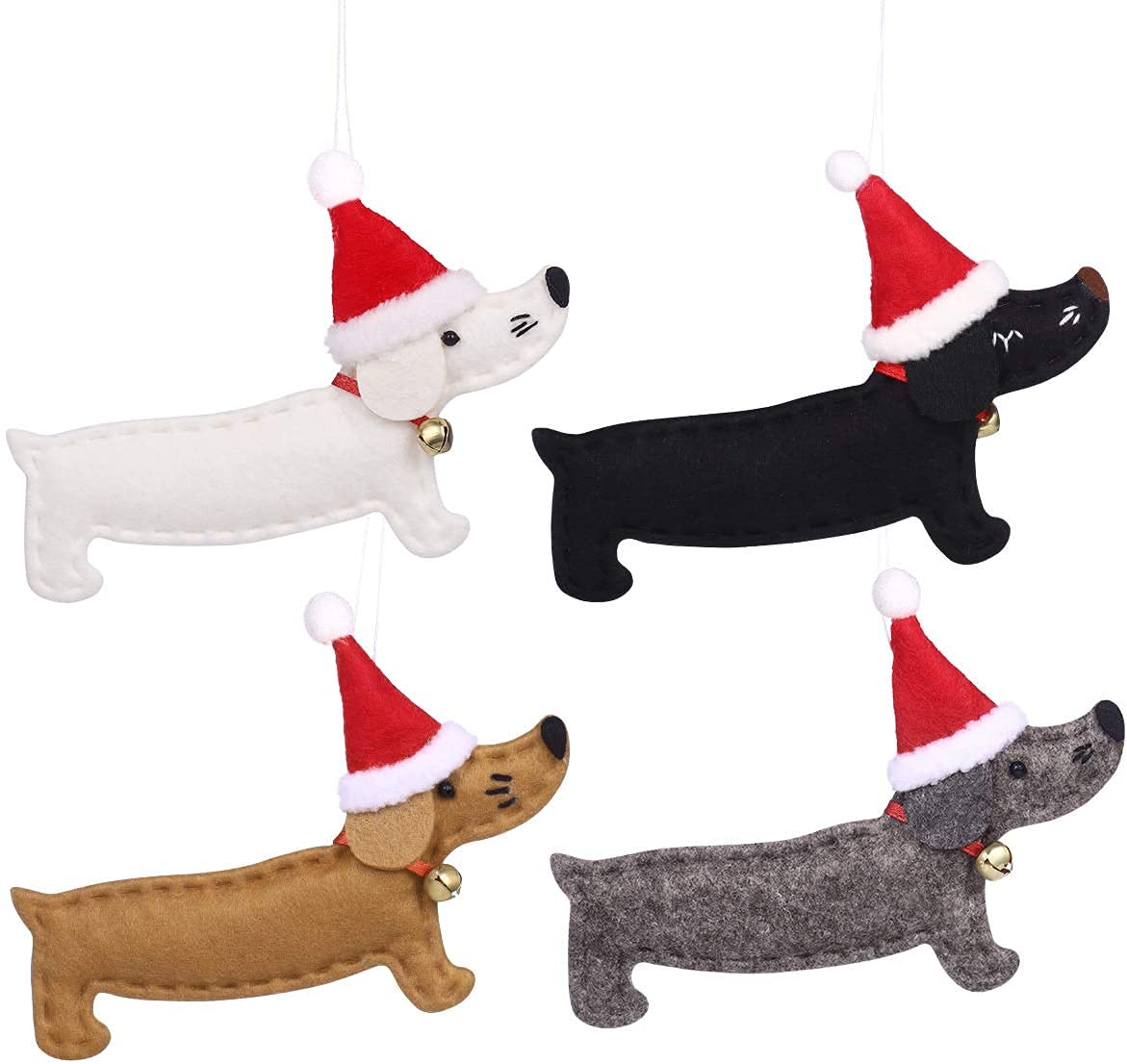 WINOMO 4Pcs Christmas Tree Ornament Hanging Dachshund Dog Pendants Hanging Christmas Pendant Xmas Decoration