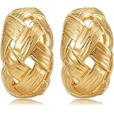 Gold Clip on Earrings for Women Clip on Hoop Earrings Chunky Gold Hoops Ear Clips for Non Pierced for Designer Luxury Trendy hypoallergenic Jewelry