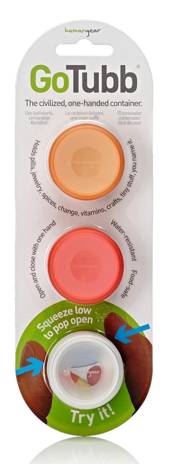 humangear Gotubb, 3-Pack, Small (0.4oz), Clear/Orange/red
