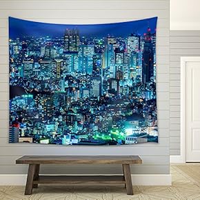 Tokyo Skyline, Shinjuku, Japan. - Fabric Wall Tapestry Home Decor - 51x60 inches