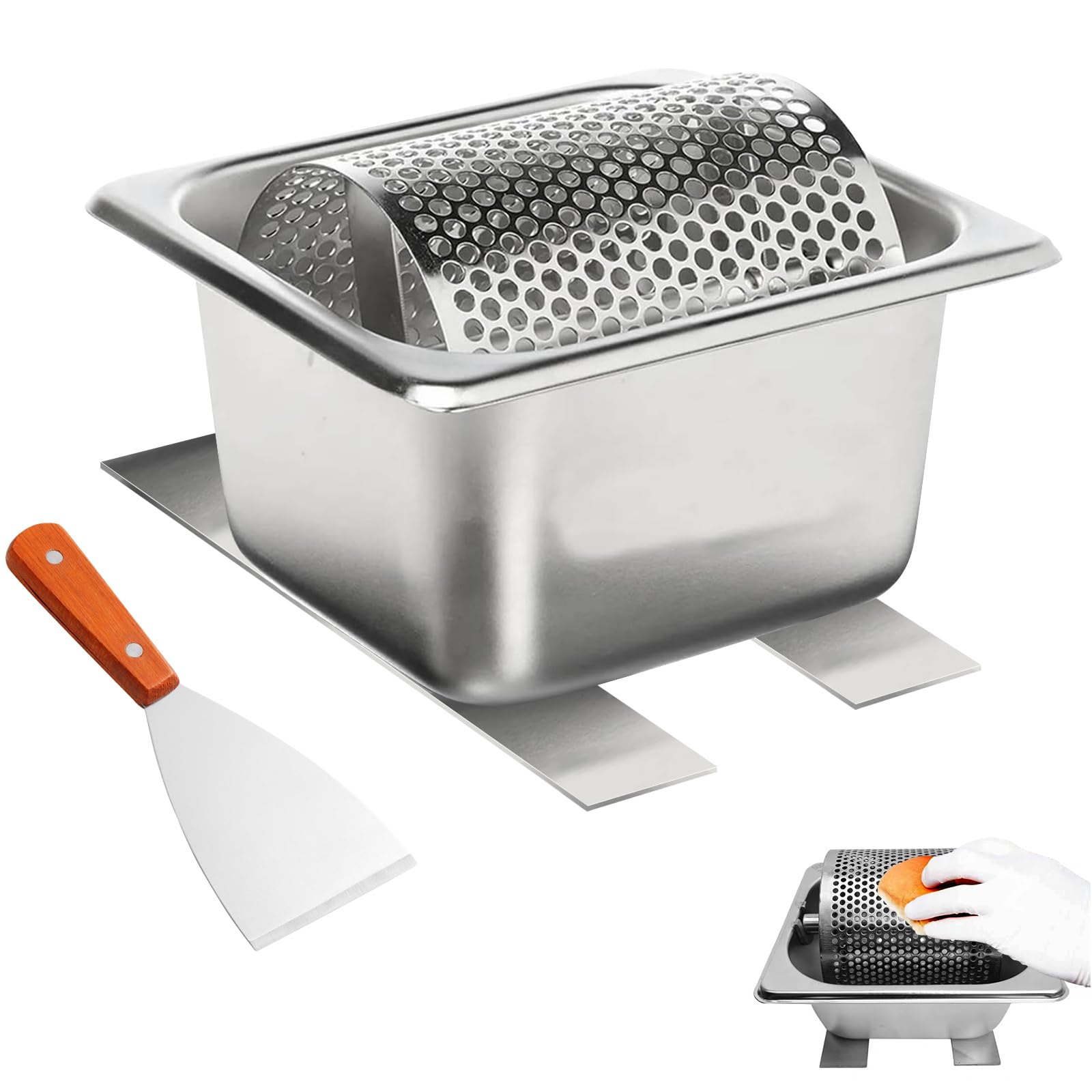 Butter Roller Belt with Stand, Stainless Steel Butter Spreader Wheel, Stainless Steel Butter Spreader Roller, Spreads Butter Evenly, Easy to Clean, Butter Dispenser for Shop Kitchen Cornbread Steaks