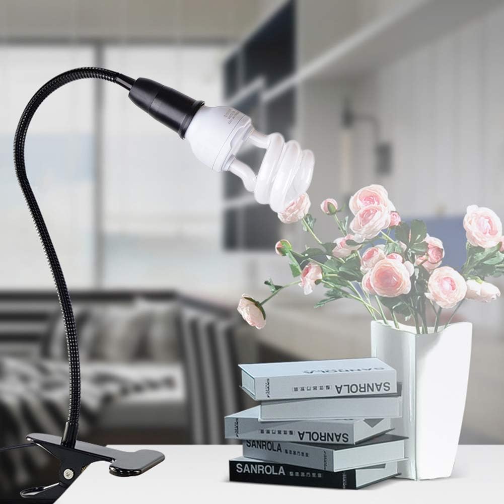 360 Degree Flexible lamp Holder Clip E27 lamp Holder with Switch Holder UK Plug with Flexible gooseneck Indoor Plant Clip Table lamp