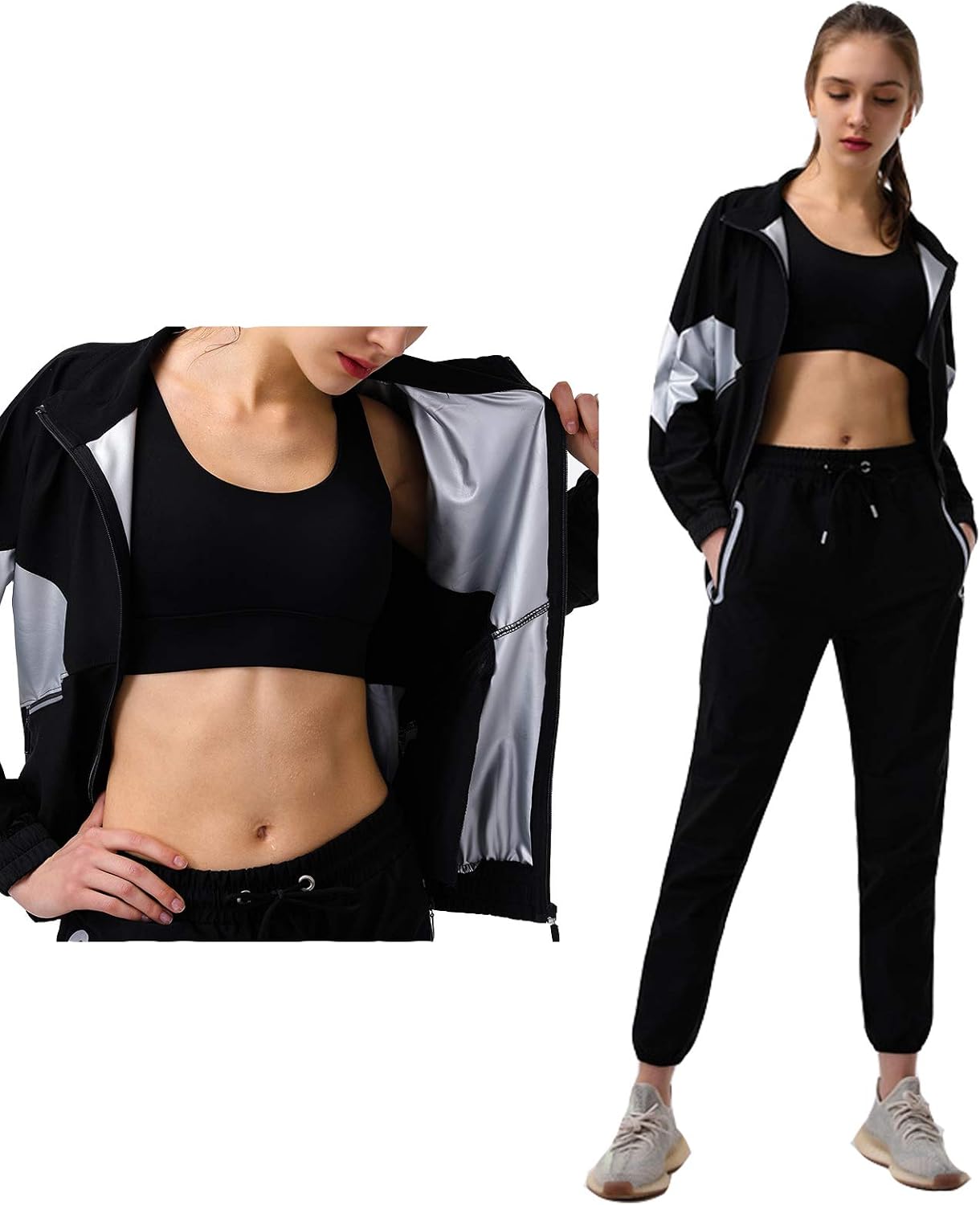 Women's Sauna Suit Sweat Sauna Jacket Pants Weight Loss Boxing Gym Sweat Suits Workout Buy