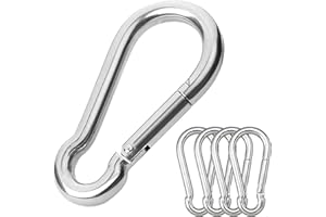 CAIDMOS 5PCS 3.15in Large Carabiner Clip, Stainless Steel Carabiner Heavy Duty, Spring Snap Hook, Locking Climbing Caribiners Clips for Gym, Plant Hanging, Outdoor Camping, Hiking. 600 lbs
