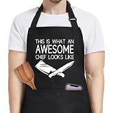 ZiQilin Adjustable Waterproof Kitchen Apron for Women with 2 Pockets | Cooking Chef Apron Gardening Funny BBQ Aprons for Men