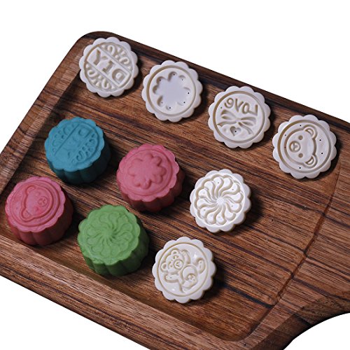 DIY Cookie Stamps with 6 Stamps, 50g Cookie Press Moon Cake Mold Mid Autumn Festival Cake Cutter Mold